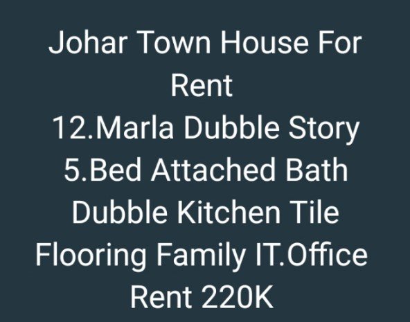 Johar Town House For Rent 12 Marla Double Story 5 Bed Attach Bath Rent 220,000