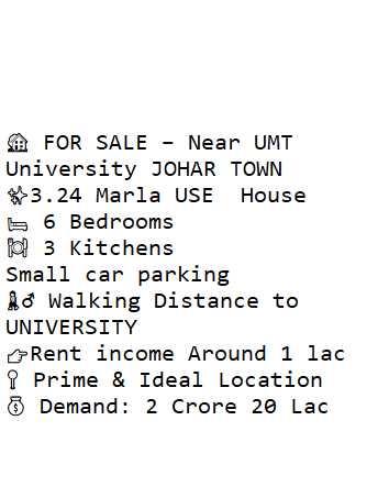 For Sale 3.24 Marla 29-03-2026