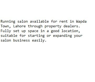 Running Salon Available for rent 17-04-2026