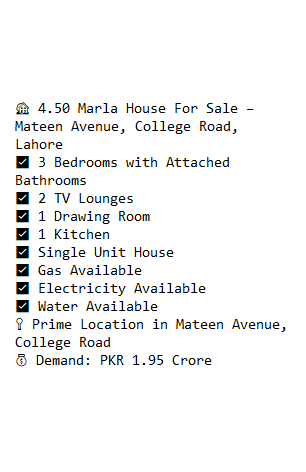 4.50 Marla House For Sale 9-06-2026