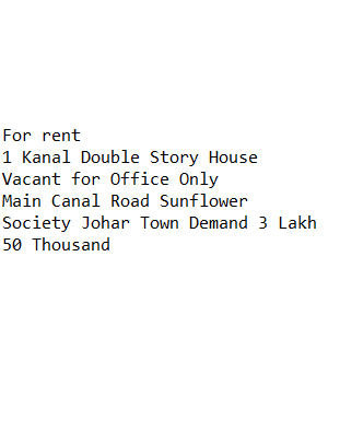 1 Kanal Double Story For Rent 9-06-2026
